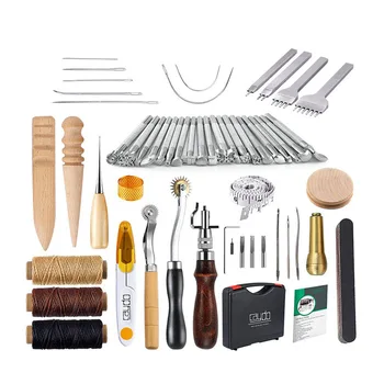 

59Pcs Professional Leather Craft Tool Set DIY Craft Supplies Sewing Tools Kit Punch Carving Work Saddle Leathercraft Accessories