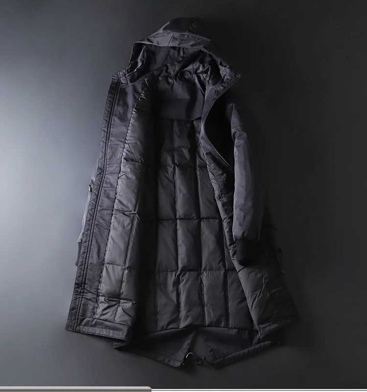 Зимний модный брендовый мужской пуховик, длинная Корейская уличная одежда, пуховое пальто, утиный пух, Теплая мужская одежда