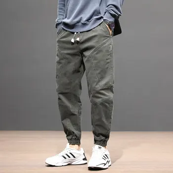 

Fashion Streetwear Men Jeans Loose Fit Gray Green Denim Cargo Pants Slack Bottom Casual Harem Trousers Hip Hop Jeans Men Joggers