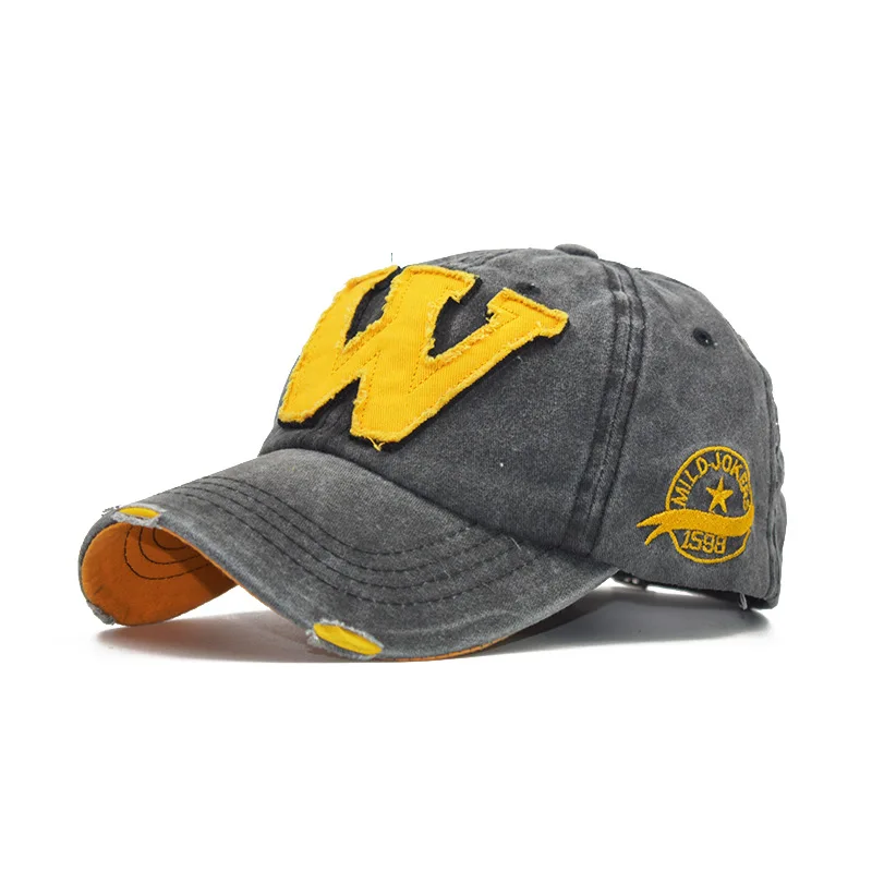 2021 Cotton Embroidery Letter W Baseball Cap Snapback Caps Bone casquette Hat Distressed Wearing Fitted Hat For Men Custom Hats