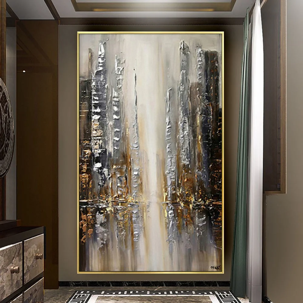 

Abstract Handpainted Oil Painting Interior Wall Decor Urban Architecture Landscape Wall Art Home Decor Wall Painting Room Decor