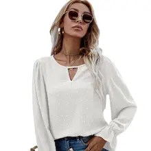 

New High Quality Factory Price Early Spring Hedging Round Neck Long Sleeve Jacquard Polka Dot Commuter Blouse