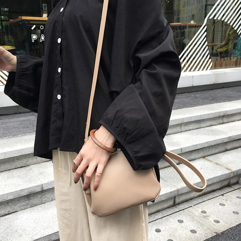 Винтажная модная сумка в стиле ретро с двумя ремешками, сумка через плечо из искусственной кожи - Цвет: women bag begie