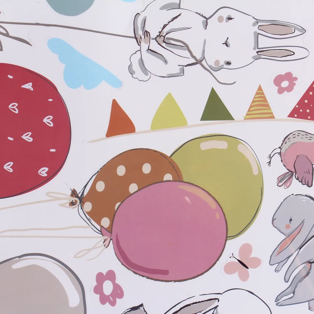 1 шт. мультфильм милые наклейки воздушный шар кролик стикер на стену для детской комнаты птицы облако декор мебель спальня гостиная наклейки