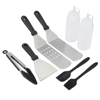 

8 Pcs/Lot Bbq Tools Barbecue Set For Teppanyaki Spatulas For Barbecue Scraper Grill Accessories For Grilling Bbq Griddle Tools
