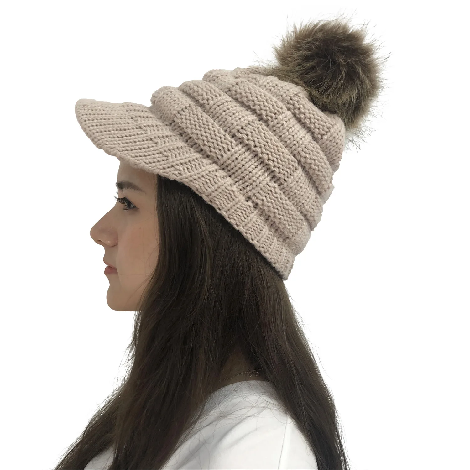 Горячая осень зима шапки импортные товары взрывы конский хвост волосы мяч вязаная шапка двойного назначения шерсть женская шапка