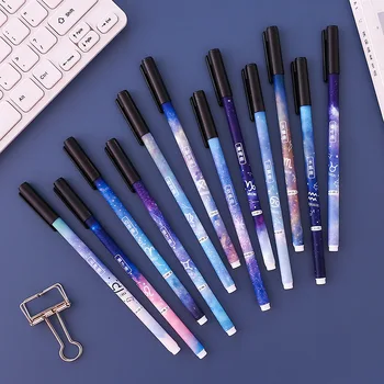 

12 pcs/lot Starry sky Constellation Gel Pen Cute 0.5mm black Ink Neutral Pen Stationery gift Material School writing Supplies