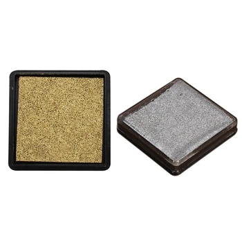 

2Pcs Ink Pad Stamp Pad for Wedding Letter Document, Golden & Silver