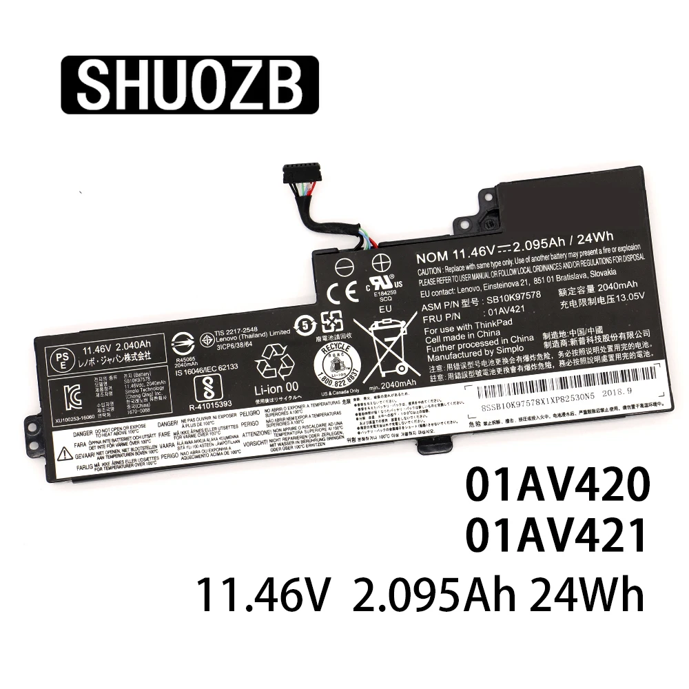 Новый аккумулятор SHUOZB для ноутбука Lenovo ThinkPad T470 T480 A475 A285 Series 01AV419 01AV420 01AV421 01AV489