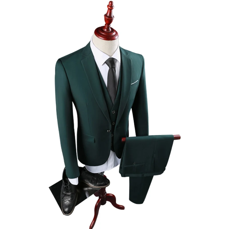 

Suits Men British Slim Fit Bridegroom Marriage Blazer Set One Button Casual Solid Men Suit Formal Wear (Jacket+Pants+Vest) K355