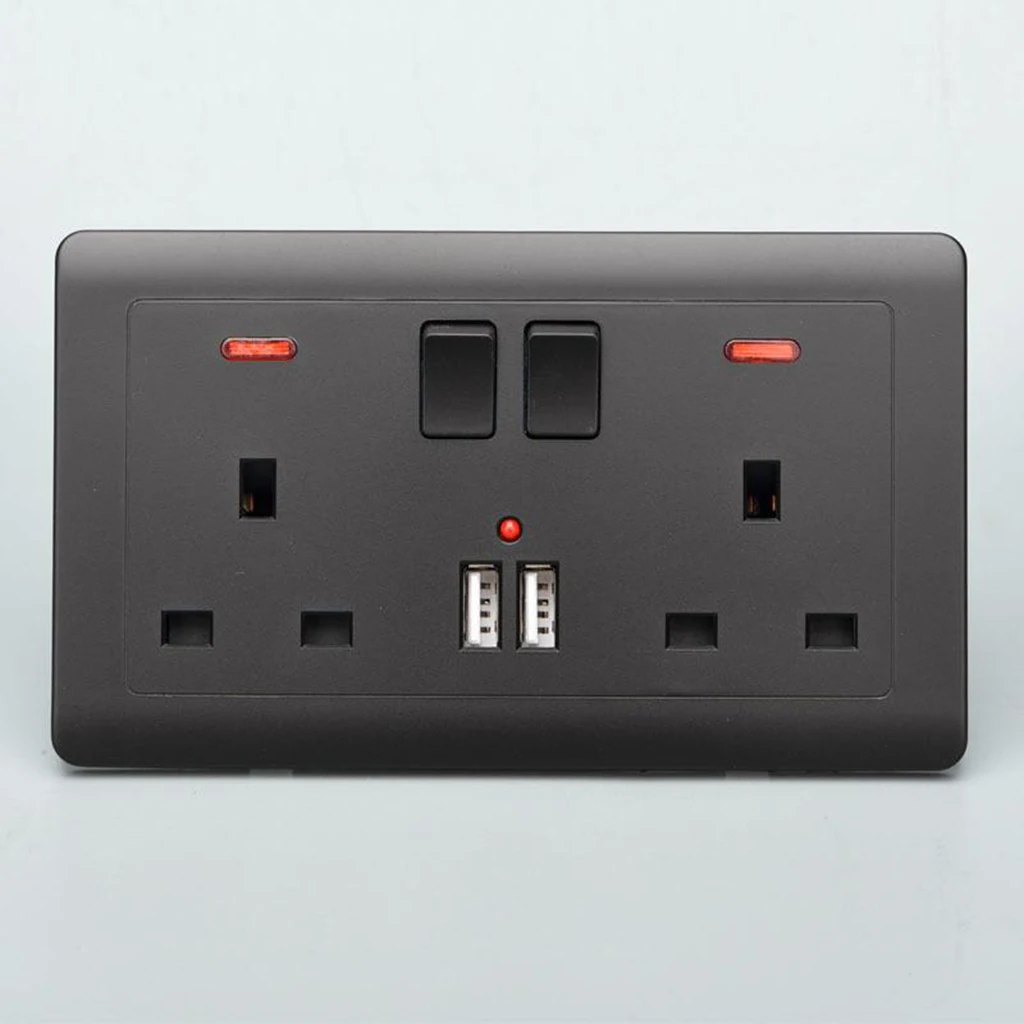 Двухстенная британская штепсельная розетка 2 gang 13A с usb портом для зарядного