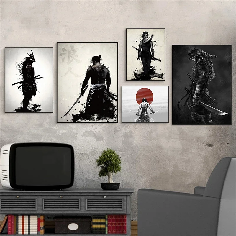 Japanese Samurai Canvas Painting Modern Art Wall Picture Print for Living Room HD Home Decoration Posters and Prints | Дом и сад