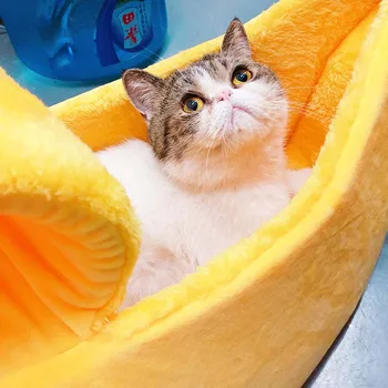 

Funny Banana Cat Bed Cat Mat Beds Cat House Cute Cozy Pet Bed Cartoon Style Dog Cushion Cat Supply Funny Banana Cat Bed