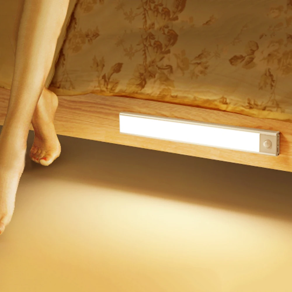 Under Bed LED Night Lights Motion Sensor USB Rechargeable Li Battery lamp For Kitchen Cabinet Wardrobe Underded Lamps | Лампы и