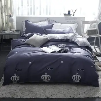 

New Crown Bedding Set Kid Girls Adult Linen Soft Duvet Cover Pillowcase Bed Sheet/fit sheet twin Queen king size 4pcs