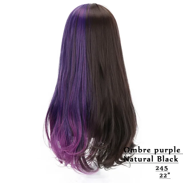 Free Beauty Long Straight Synthetic Baby Purple Pink Blue Brown Black Blonde Hair Wigs With Bangs For Lolita Bohemian Cosplay Aliexpress