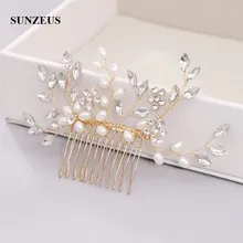 Свадебные гребни с жемчугом, стразы, ручная работа, золотые свадебные головные уборы SQ440