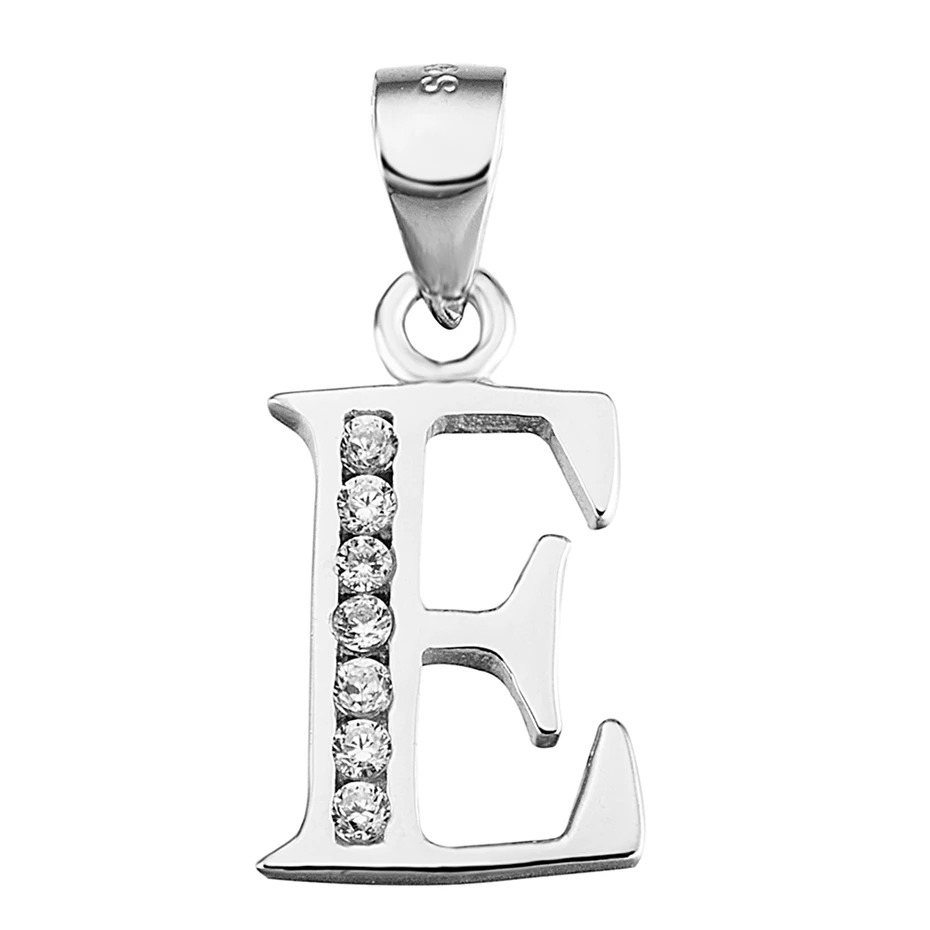 YFN буквы 925 пробы Серебряное ожерелье Подвески подвески CZ серебро 925 ювелирное изделие имя персонализированное для женщин Подвеска Украшения Подарки - Окраска металла: E