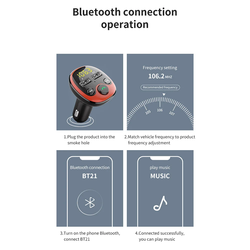 Bluetooth Быстрая зарядка USB 2,0 USB Автомобильное зарядное устройство для iPhone Xiaomi huawei 3.1A быстрое зарядное устройство для мобильного телефона Поддержка TF карты