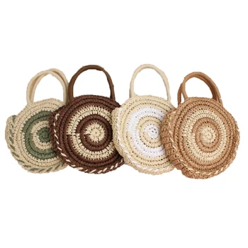 

Women's Round Striped Straw Bag Fashion Wild Crossbody Bag Handbag Holiday Beach Woven Bag