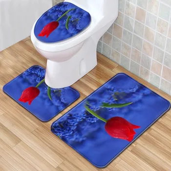

Hipster Bathroom Mat Toilet Three-Piece Set Floor Home Anti Slip Liner Foam Durable Cover Shower Carpets Bathroom Mat Set