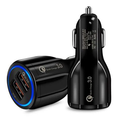 Автомобильное USB зарядное устройство 2 порта USB быстрое автомобильное зарядное устройство для Skoda Superb Octavia A7 A5 2 Fabia Rapid Yeti Citroen C4 C5 C3 Grand Picasso - Название цвета: Черный