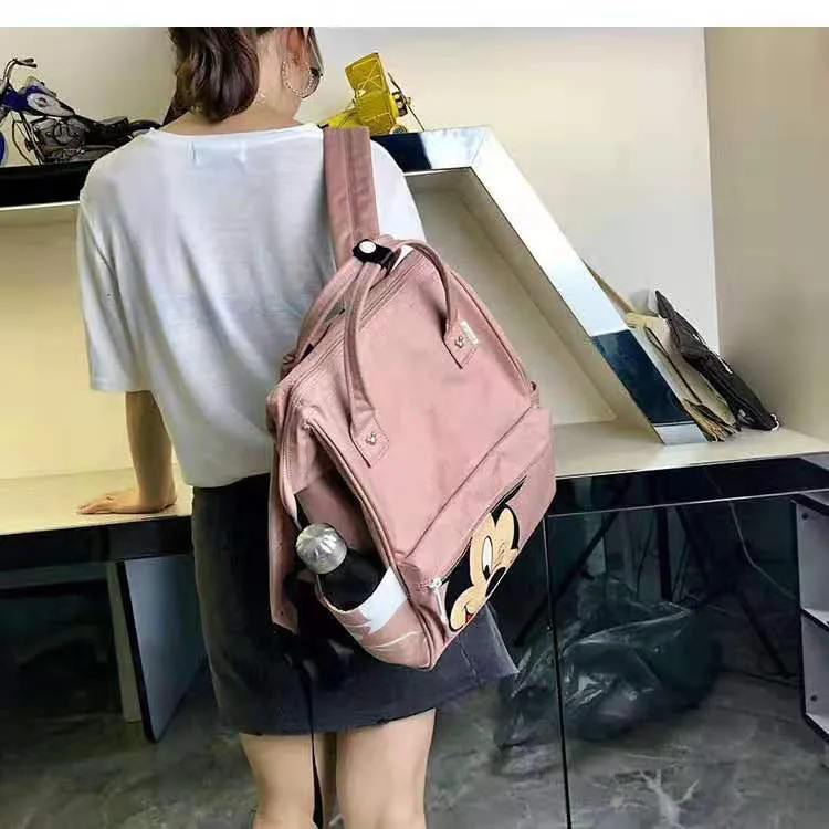 Рюкзак с Микки Маусом, вместительный холщовый рюкзак, женский рюкзак через плечо, женский рюкзак для путешествий, сумка для хранения, Mochila Feminina