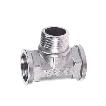 

G1/2" Tee 3 Way Plumping Pipe Fittings Stainless Steel T type Threaded Valve