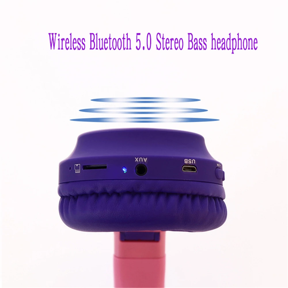 Модные наушники с кошачьими ушками, Bluetooth 5,0, беспроводные наушники, 3 цвета, мигающая гарнитура, разъем 3,5 мм, с микрофоном, для детей, подарок