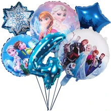 

6pcs/lot Disney Frozen Theme Birthday Party Decoration Anna Aisha Princess Foil Number Balloon Baby Shower Supplies Globos