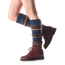 Чулки женские, высокие, разноцветные, шерстяные, длинные, выше колен, гетры, вязаные, облегающие, длинные, выше колена, гольфы