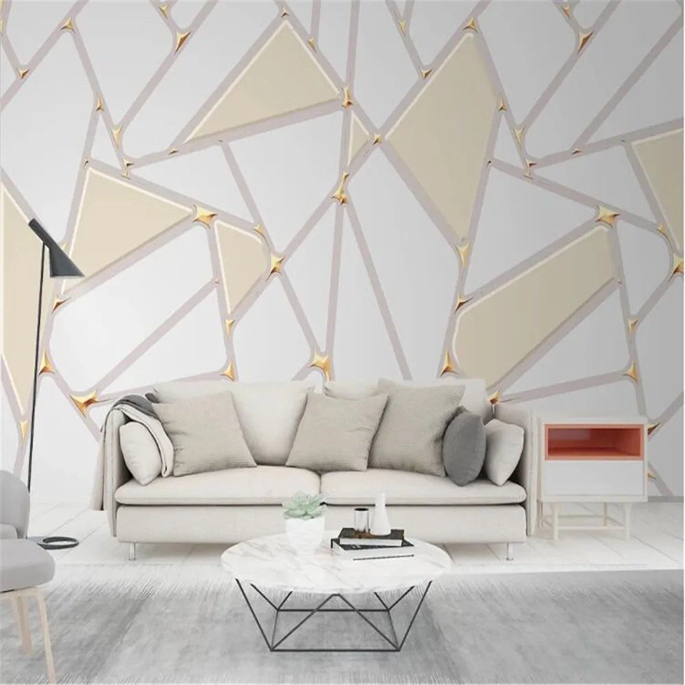 Milofi  Factory custom wallpaper mural 3d beige abstract geometric tv background wallpaper mural