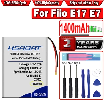 

HSABAT 1400mAh 523455 Battery for FIIO E17 E7 Headphone Amplifier New Li-po Polymer Rechargeable Accumulator Pack Replacement