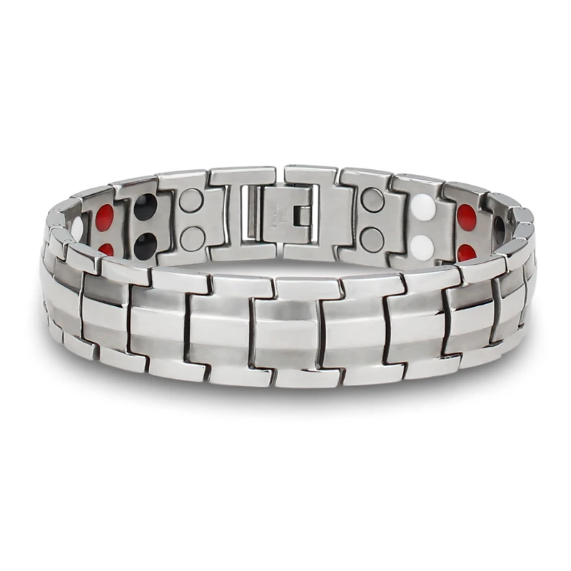 

Hip Hop Jewelry 15mm Stainless Steel Chain Bracelet 2020 New Jewelry for Women Charm Double Layer Magnetic Stone Power Bangles