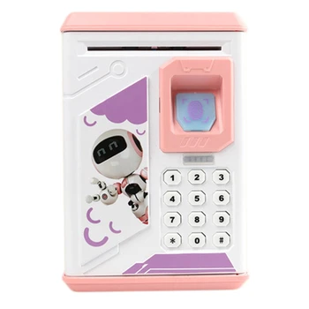 

Electronic Piggy Bank Atm Password Fingerprint Money Box Cash Coins With Music,Pink
