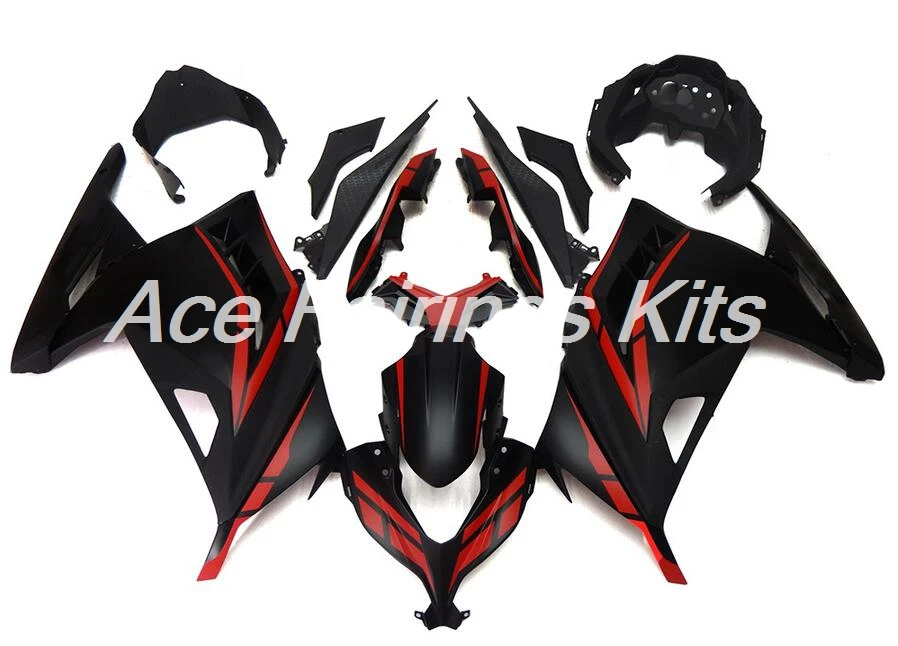 ABS комплект обтекателей для Kawasaki Ninja300 EX300 300R 2013, 13, 14, 15, 16, 17, обтекатели впрыска матовый красного и черного цвета