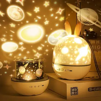 

TWISTER.CK LED Projector Night Light Charging Rotating Projection Lamp with Rabbit Ears for Baby Kids Room