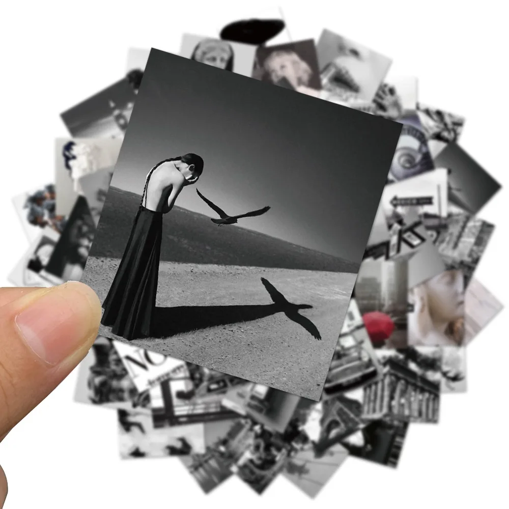 

10/30/50 шт. черно-белые светящиеся наклейки, наклейки для ноутбука, скейтборда, багажа, эстетические подарки, игрушки, наклейки, оптовая продажа