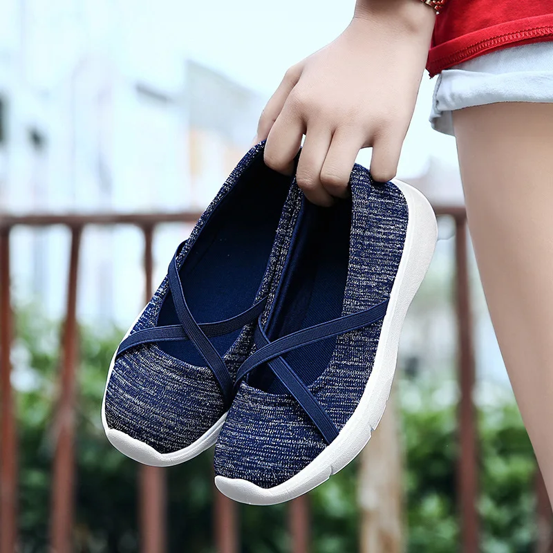

2019 Spring And Summer Low-Cut Thick Bottomed Women's Rocking Shoes Fly Netting Surface Breathable Sports Footwear Soft-Sole Sho