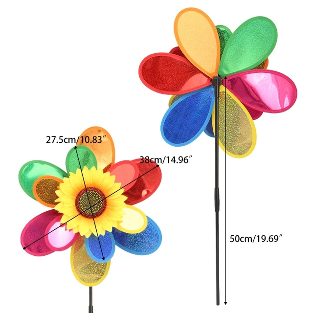HBB Sequins Double Layer Sunflower Windmill Wind Spinner Home Garden Yard Decoration 6