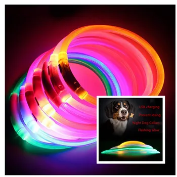 

1PC Led Usb Dog Collar Pet Dog Collar PVC Night Dog Collars Glowing Luminous Rechargeable LED Night Safety Flashing Glow