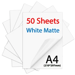 50 Sheets Matte Printable Vinyl Sticker Paper A4 White Waterproof Self-Adhesive paper 210*297mm DIY Sticker for Inkjet Printer