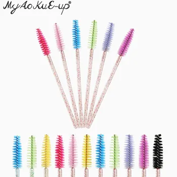 

Crystal Eyelashes brushes 50 pcs Diamond handle Mascara Wands Applicator Cosmetic Brush Disposable Make Up brushes Tools