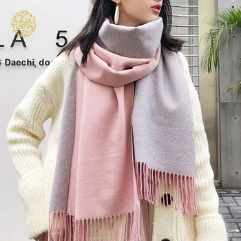 

Autumn and Winter Scarf New Ladies Solid Color Brushed Double-sided Rabbit Velvet Shawl Ladies Tassel Scarf Ladies Shawl DWH5
