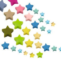 Cuentas de silicona con forma de Mini estrella para bebé, abalorios para masticar, cadena para chupete de dentición, accesorios de juguetes, artículos para bebé, 20 piezas