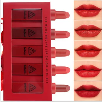 

Suit 5 Colors/Set Lip Pumpkin /Red Lipstick Liquid Moisturizer Nutritious Gloss Women Girls Sexy Waterproof Long Lasting
