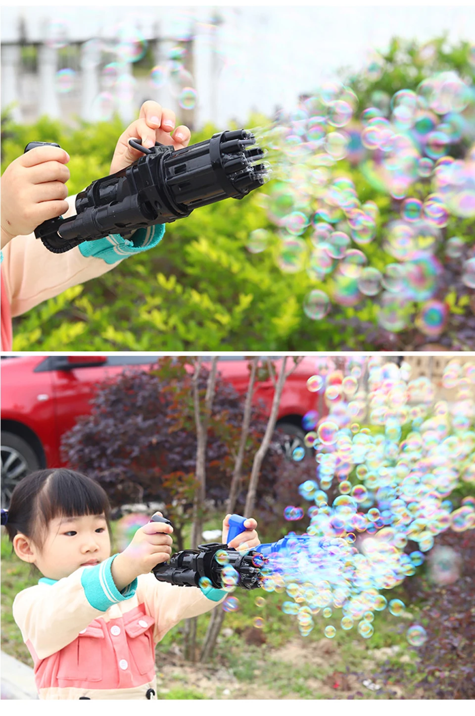 Kids Toy Automatic Bubble Gun Toy Baby Bath Toy Gun Gatling Bubble Machine 2 in 1 Electric Bubble Machine For Children Gift Toys