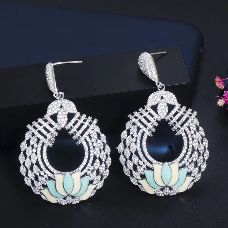 ThreeGrace Luxury Cubic Zirconia White Gold Color Long Dangle Drop Earrings for Women Fashion Daily Party Dress Jewelry ER400