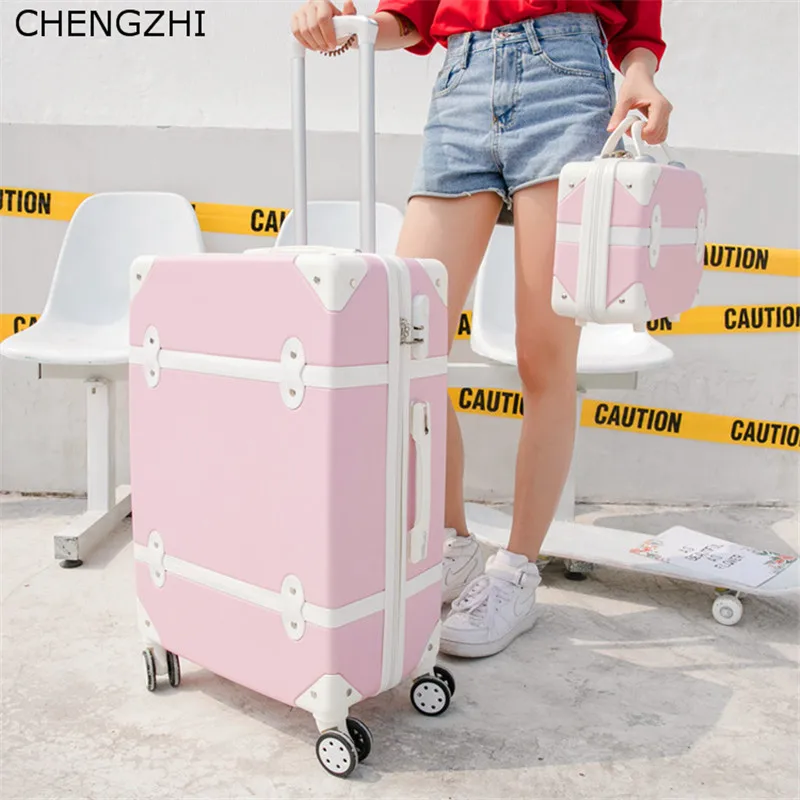 CHENGZHI 2" 22" 2" 26 дюймов корейский Ретро девушки на колёсиках Spinner ABS студентов Дорожный чемодан наборы женщин пароль чемодан