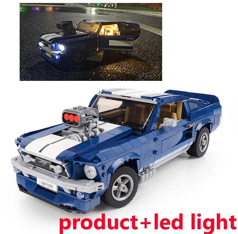 21047 Ford Mustang, светодиодный автомобиль, создатель, expert Technic, модель 10265, строительные блоки, кирпичные машины, игрушки для детей, рождественские подарки, DG023 - Цвет: product and light